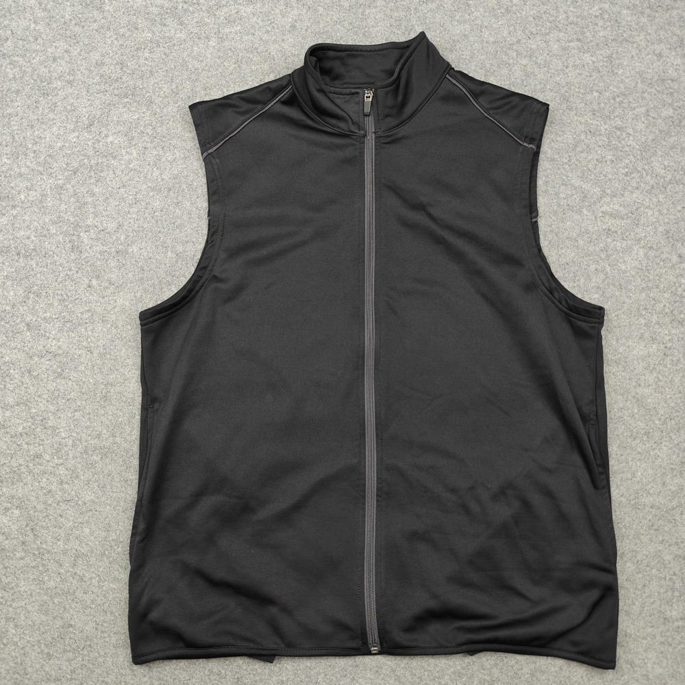 Links Edition Vest Mens Small Black Full Zip Golf Windbreaker Lightweight